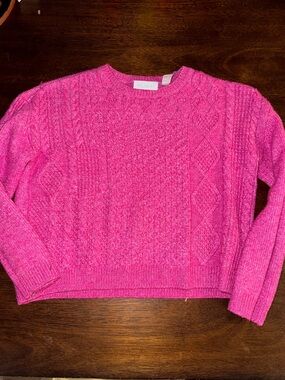 Girls shimmer Pink Cable Knit Sweater